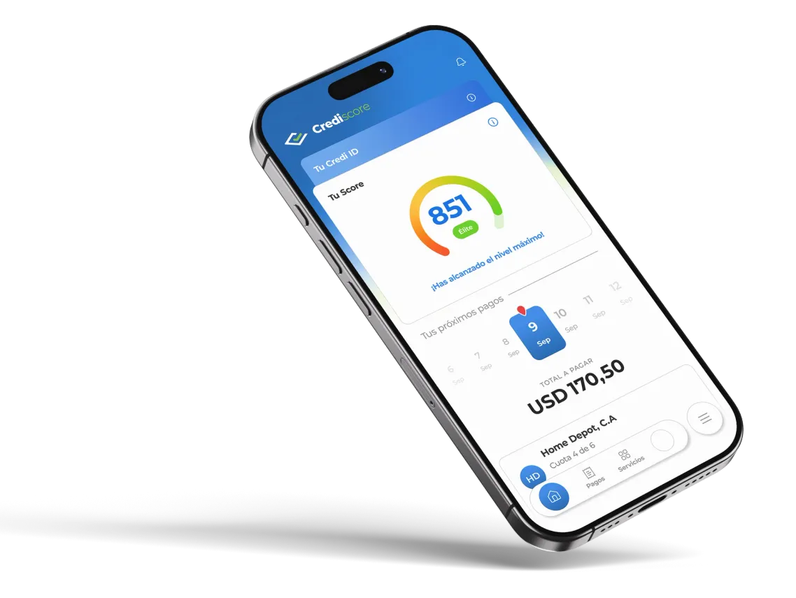 La app de Crediscore mostrando el score de pago